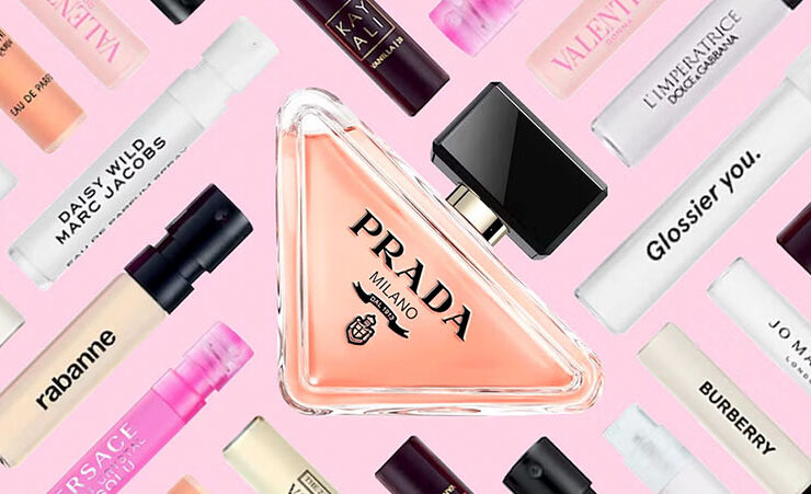 Photo collage of makeup containers