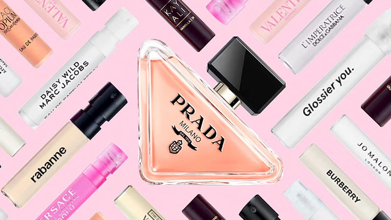 Photo collage of makeup containers